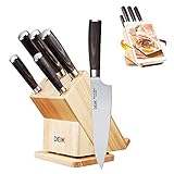 Deik Kitchen Knife Set, Rotatable Knife Block Set, High Carbon Stainless Steel with Pakka Wood Handle, 6 Pieces