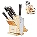Deik Knife Set 6-Piece High Carbon Stainless Steel with Pakka Wood Handle, Rotatable Block Set for Recipe and Laptop