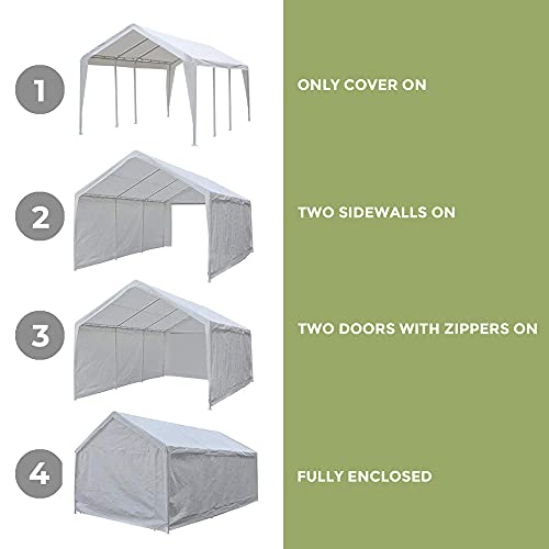 Abba Patio Carport Heavy Duty Carport With Removable Sidewalls & Doors