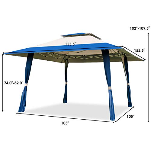 FDInspiration Blue 13x13FT Pop Up Outdoor Companion Folding Shelter Tent Patio Gazebo Canopy Awning Sun Shade w/Carry Bag with Ebook - Thumbnail 3