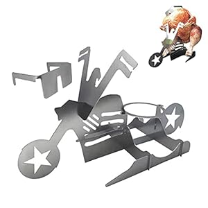 Beer Can Chicken Holder, Portable Chicken Stand Beer Motorcycle BBQ Stainless Steel Rack, Bike Chicken Roasting Rack…