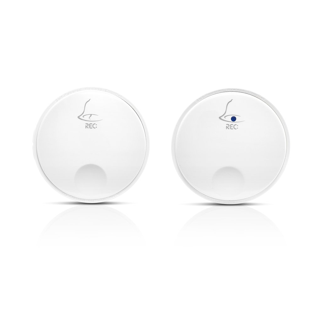 Ankuoo REC Self-Powered Wireless Doorbell, No Battery Required For Transmitter Or Receiver, White