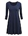 Lock and Love LL WDR930 Womens Round Neck 3/4 Sleeves Trapeze Dress XXL NAVY