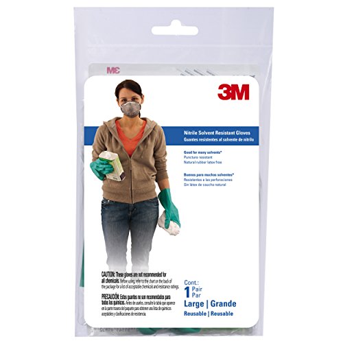 3M 90012 Nitrile Solvent Resistant Gloves, Large