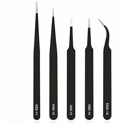 Generic 5Pcs/Lot Bga Precision Esd11-15 Tweezers Set Stainless Steel Anti-Static Tweezers Repair Tool Soldering Station Welding Assist