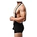 TiaoBug Men's Wrestling Singlet Smooth Freestyle Jockstrap Bodysuit Underwear Black X-Large