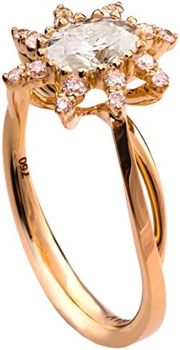 Solid 18K Rose Gold Forever One Oval Moissanite Halo Engagement Ring For Women Unique Promise Charles and Colvard