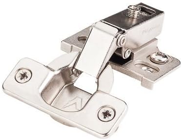 6-way Cam-adjustable 125-degree Face-frame Hinge 1/2" Overlay with Cam-adjustable Zinc Plate, with Dowels in Nickel