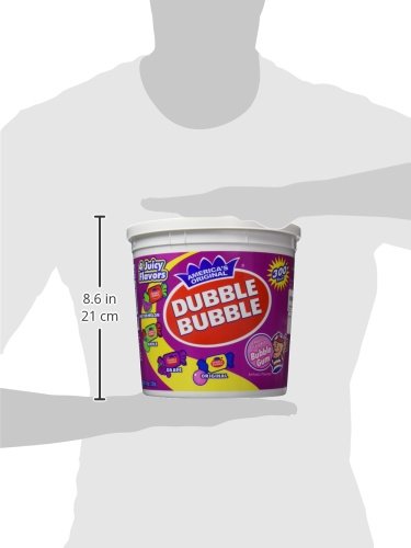 TOOTSIE ROLL DUBBLE BUBBLE GUM – 300 COUNT RESEALABLE TUB OF INDIVIDUALLY WRAPPED FRUIT AND BUBBLE GUM – ORIGINAL, WATERMELON, APPLE AND GRAPE FLAVORS – PEANUT AND GLUTEN FREE, 47.6 OUNCE