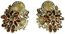 GOLD-TONE CRYSTAL FALL FLOWER GARDEN EARRINGS