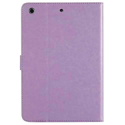 iPad Mini 2 Mini 3 Case, LittleMax(TM) Lightweight PU Leather Flip Stand Embossed Bird & Butterfly & Girl Case Smart Cover with Auto Wake/Sleep for Apple iPad Mini 3/2/1 -#3 Purple
