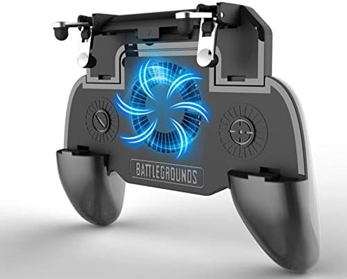 Feefine Mobile Controller with Portable Charger Cooling Fan, for PUBG Fortnite Game Controller L1R1 Mobile Trigger Joystick 4-6.5" Android iOS Phone,4000Ah Version