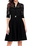 Swiland Women's 3/4 Sleeve Vintage Evening Party Bridesmaid A-line Lace Dress