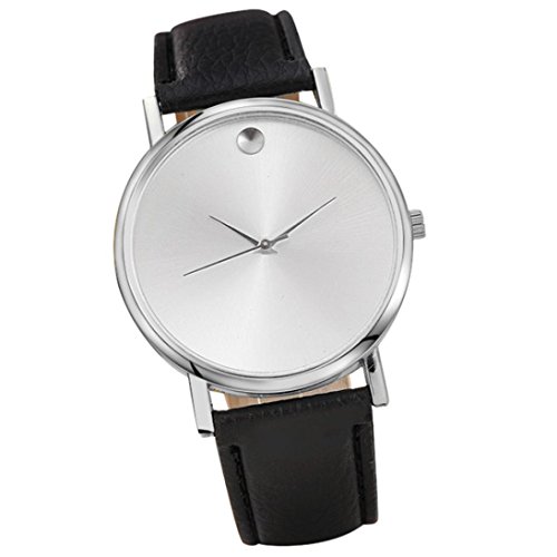 Start Women's Retro Design Leather Band Wrist Watch Bracelet (White & BlackSilver Edge)