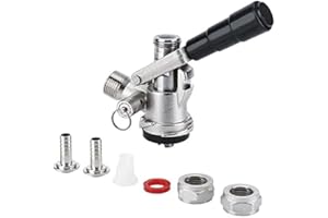 S Type Keg Coupler, Beer Keg Taps with Safety Pressure Relief Valve Beer Dispenser Keg Coupler S Type System with Black Handl