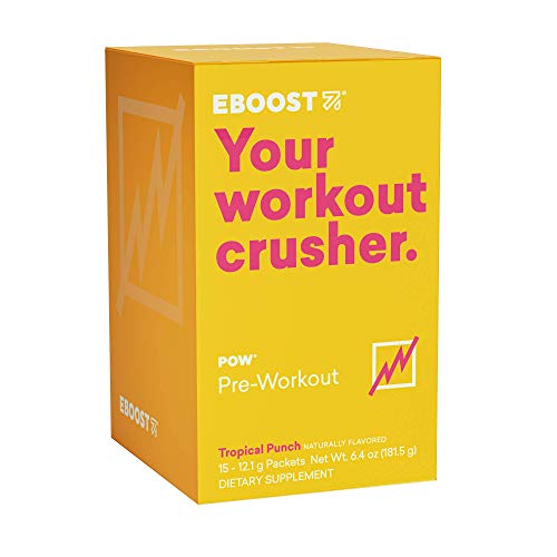 EBOOST POW Natural PreWorkout Powder 15 Packets Tropical Punch A