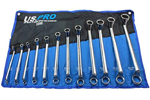 US PRO Tools 12PC Metric Double Offset Ring Spanner Set 6-32mm 2206