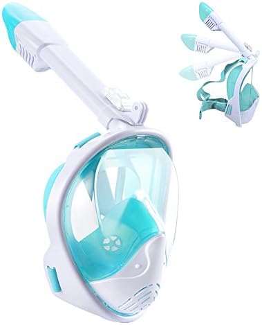 WSTOO 2018 Newest Foldable Full Face Snorkel Mask,180° Panoramic Wide View Snorkel Mask,Dry Top Anti-fog Leak-Proof Snorkeling Design You Can Breathe Freely With Your Mouth or Nose For Adults & Kids