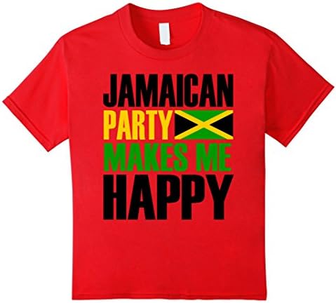 Kids Teecastle Jamaican Party Makes Me Happy Jamaica T-Shirt 8 Red