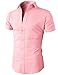 H2H Mens Slim Fit Solid Short Sleeves Dress Shirts of Various Colors
