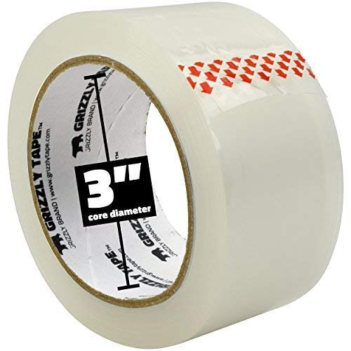 Grizzly Power Clear Packing Tape (6 Rolls) | Heavy Duty Packing Tape (2 Inch x 65 Yards) | 2.8mil Thick Strong Adhesive for Moving Boxes, Shipping Cartons, Office Use, Storage & Wrapping (390 Yards)