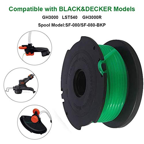 Winsummer 4 Pack Trimmer Replacement Spools Compatible with Black and Decker SF-080 GH3000 LST540