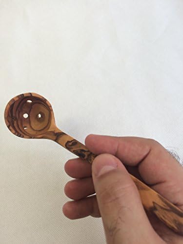 Olive Wood Ladle (Olive Wood Small Pierced Olives Scoop/Ladle)