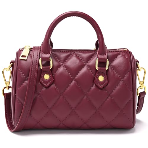 Crossbody Handbags and Purses for Women Small Vegan Leather Boston Top Handle Purse Shoulder Bags Cute Satchel Handbag,D Wine Red at Amazon