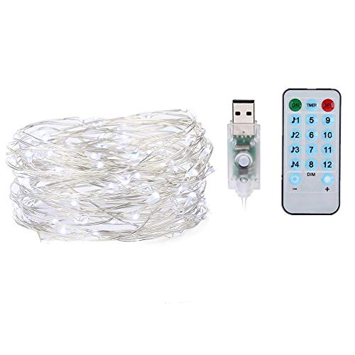 Dyrabrest 33ft USB String Lights 100 LED String Lights Starry Light Copper Wire Decorative Lights 8 Modes Multi Color with Remote Control for Christmas Holiday Garden Party Birthday Wedding