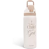 Christian Insulated Stainless Steel Water Bottle with Straw for Sports and Travel, Child of God, 32oz, Gifts for Women Girls Friends Teens Birthday Christmas