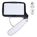 Magnifying Glass with Light, Folding Handle, 5 Bright LED Magnifier, 2X Rectangular Handheld Reading Magnifying Glass for Seniors, Low Vision, Macular Degeneration, Hobbyists by H+LUX