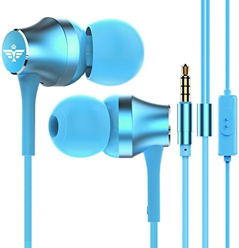 in-Ear Headphones Earbuds Wired Sweatproof Sport Workout Running Headphones Noise Isolating Music Over Ear Earbuds with Mic for Jogging Gym Exercise Earphones Cell Phone Ear Buds Kids Headset Blue