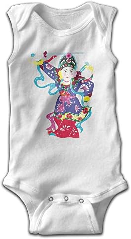 PanDo Infants Boy's &amp; Girl's Peking Opera Paper-cut Shadow Short Sleeve Romper Bodysuit Outfits For 6-24 Months White Newborn