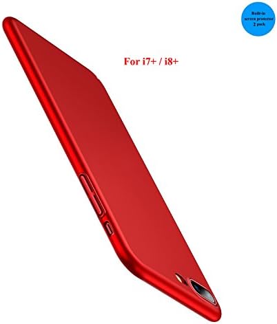 iPhone 7 Plus Case and Screen Protector 2 Pack ,Ultra Slim Fit Shell Hard Plastic Full Coverage Protective Anti-Scratch and Anti-Fingerprint Cover Case, For Apple iPhone 7 Plus Case Protective (Red)