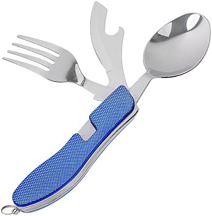 KAYSION 3 in 1 Outdoor Folding Tableware Knife, Fork and Spoon - Multifunctional -BLUE