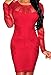 ZKESS Women's Sleeveless/Long Sleeve Lace Party Bodycon Dress (Large, Red)