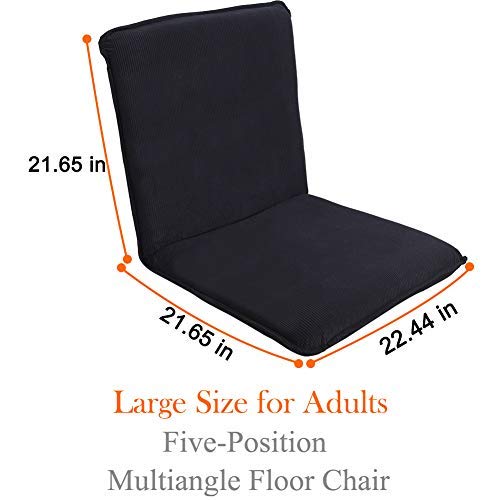 Sundale Outdoor Indoor Oversized Adjustable Soft-Brushed Polyester Cord Five-Position Multiangle Floor Chair, 21.65(L) x 22.44(W) x 21.65(H) Inch, Dark Navy Blue - Thumbnail 6