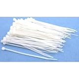 OrangeTag 100 White Nylon Cable Zip Ties Self Locking 2.5mm X 4"
