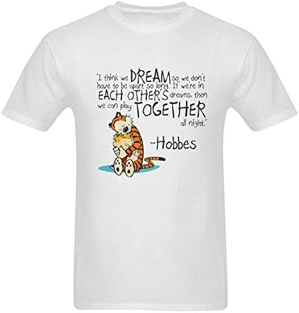 Men's White Cotton Graphic Calvin and Hobbes Tee Print T-Shirt