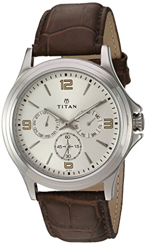 Titan men s  neo  quartz metal and leather watch, color:brown (mo…