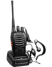 BaoFeng Radios bidireccionales recargables de largo alcance con auricular Paquete de 3 UHF 400 470 Mhz Walkie Talkies adultos Batería de ión de litio y cargador incluidos
