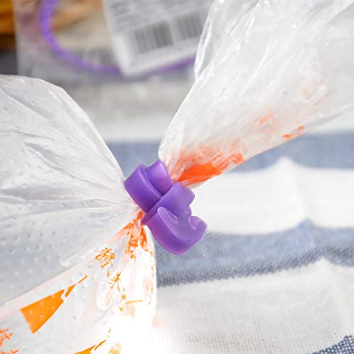 Icing Bag Ties,20pcs Icing Bag Strap Silicone Decorative Bag Strap Cake Biscuit Pastry Bag Strap Clip Purple