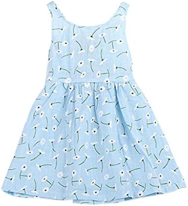 Hot Sale ! Kstare Kids Baby Girl Clothes Sleeveless Floral Bowknot Summer Princess Dresses (6-7T, Blue)