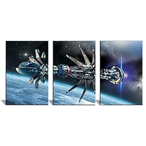 Canvas Wall Art Deep Space Universe Painting Artwork for Home Prints Framed - 16"x24" x 3 Panels