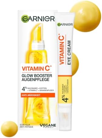 Vitamin C Anti-Müdigkeits Augencreme, Für eine strahlende und wache Augenpartie, Gegen Augenringe und Krähenfüße, Glow Booster Augenpflege, SkinActive, 1 x 15 ml
