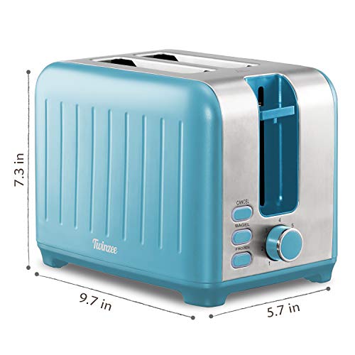 Wide Slot Toaster 2 Slice Retro Toaster, Matte Teal and Stainless