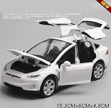 Pull Back Car Toy 132 Alloy High Imitation Tesla Model X90 4 Open Door Music Flash Toy Vehicles White