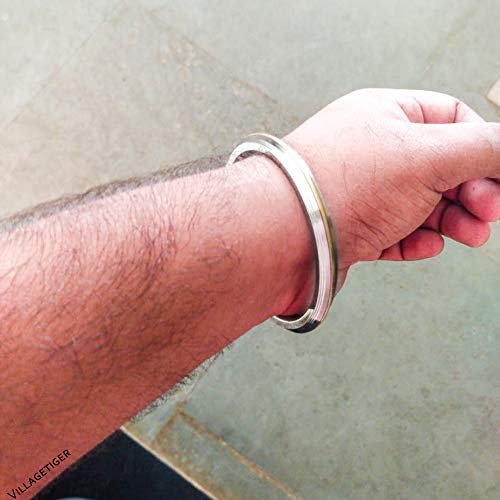 VillageTiger-Silver-Plated-Gold-Plated-Brass-Stainless-Steel-Kada-For-Men-Boys