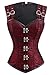 Charmian Women's Gothic Steampunk Brocade Steel Boned Vintage Waist Cincher Overbust Corset Vest Red X-Large