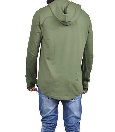roden men's solid hooded thumb hole tshirt